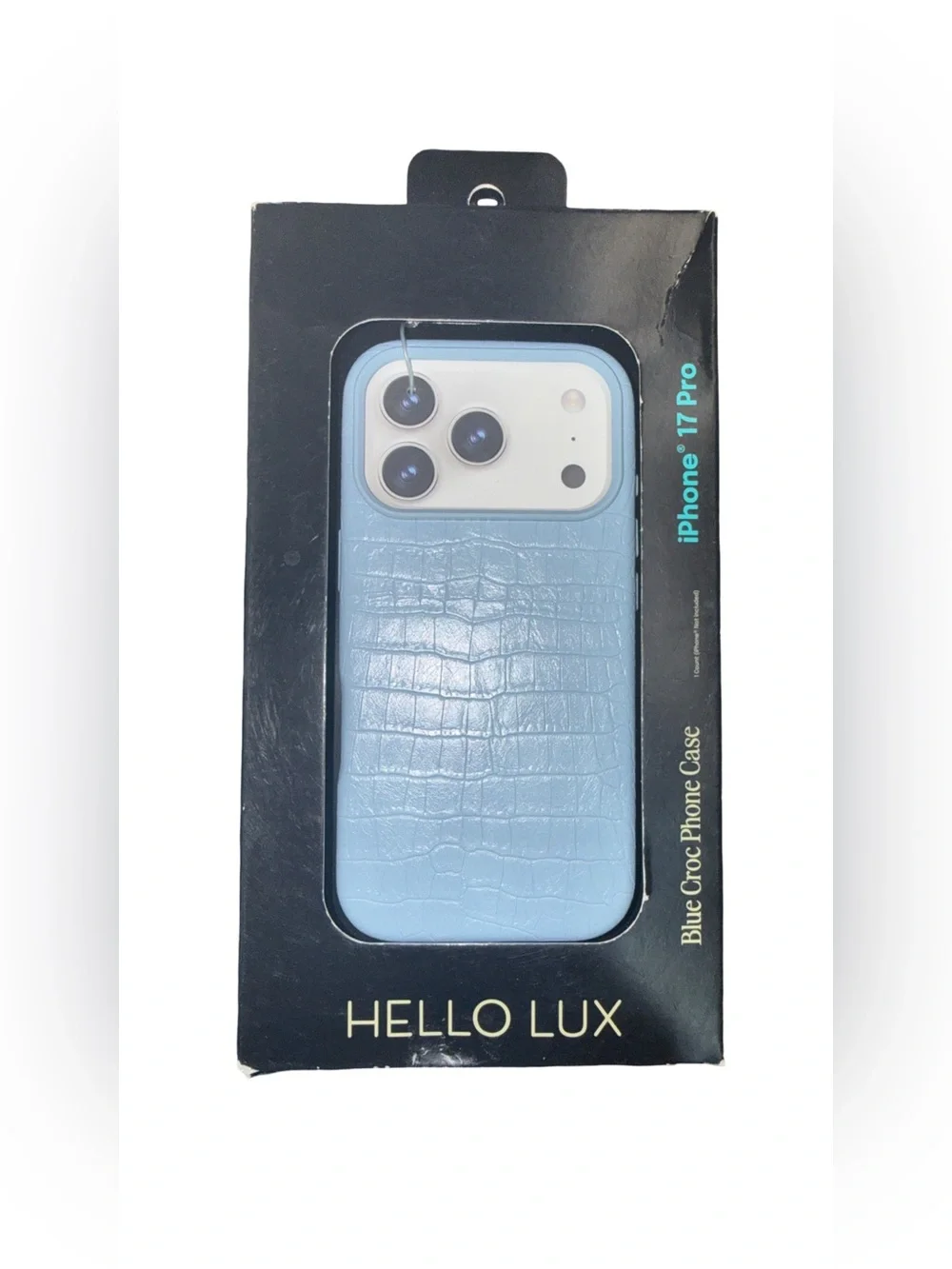 Hello Lux iPhone 17 Pro Light Blue Croc Phone Case New In Box